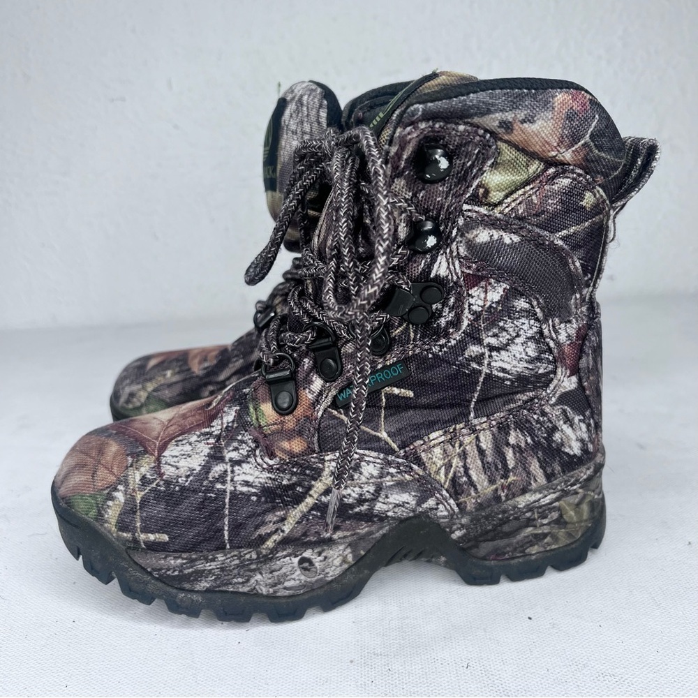 - Tamarack brown leaf print waterproof lace up boot